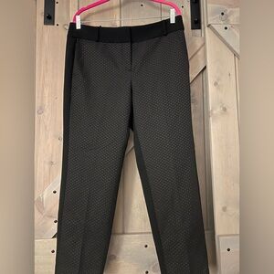 LOFT Black Cropped Ankle Pants with Micro Dot Texture